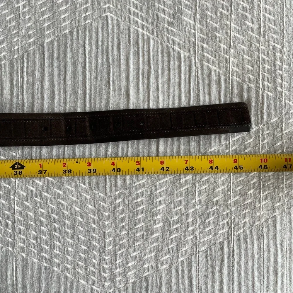 Remo Tulliani Dark Brown Leather Belt Mens 38 Cashmere Suede - DESC